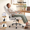 Artiss 8 Point Massage Office Chair PU Leather White-5