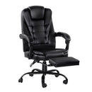 Artiss 2 Point Massage Office Chair PU Leather Footrest Black-1