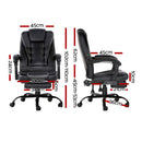 Artiss 2 Point Massage Office Chair PU Leather Footrest Black-2