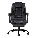 Artiss 2 Point Massage Office Chair PU Leather Footrest Black-3