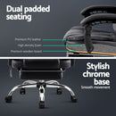 Artiss 8 Point Massage Office Chair PU Leather Footrest Black-6