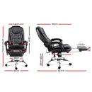 Artiss 8 Point Massage Office Chair PU Leather Footrest Black-2