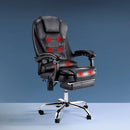 Artiss 8 Point Massage Office Chair PU Leather Footrest Black-8