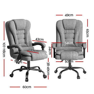 Artiss Executive Office Chair 4-Point Massage Adjustable Ergonomic Recline Back - 0