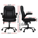 Artiss 2 Point Massage Office Chair Leather Mid Back Black-2