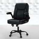 Artiss 2 Point Massage Office Chair Leather Mid Back Black-7