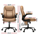 Artiss 2 Point Massage Office Chair Leather Mid Back Espresso-2