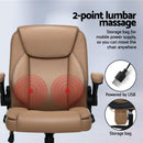 Artiss 2 Point Massage Office Chair Leather Mid Back Espresso-4