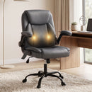 Artiss 2 Point Massage Office Chair Leather Mid Back Grey-4