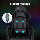 Artiss 6 Point Massage Gaming Office Chair 7 LED Footrest Black-5