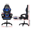 Artiss 6 Point Massage Gaming Office Chair 7 LED Footrest Blue-2