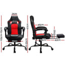 Artiss 2 Point Massage Gaming Office Chair PU Leather Red-2