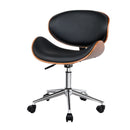 Artiss Wooden Office Chair Leather Seat Black-1