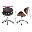 Artiss Wooden Office Chair Leather Seat Black-2