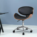 Artiss Wooden Office Chair Leather Seat Black-8