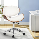 Artiss Wooden Office Chair Leather Seat White-9