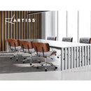 Artiss Wooden Office Chair Fabric Seat Grey-7