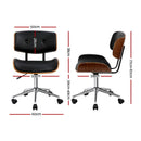 Artiss Wooden Office Chair PU Seat Black Brown-2