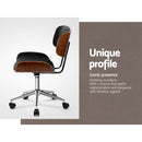 Artiss Wooden Office Chair PU Seat Black Brown-6