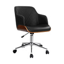 Artiss Wooden Office Chair Fabric Seat Black-1