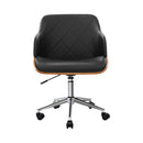 Artiss Wooden Office Chair Fabric Seat Black-3