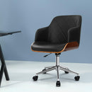 Artiss Wooden Office Chair Fabric Seat Black-7