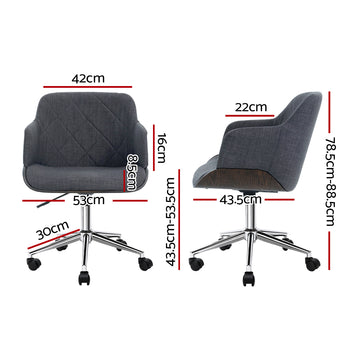 Artiss Wooden Office Chair Fabric Seat Grey - 0