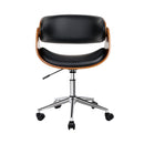 Artiss Wooden Office Chair Leather Seat Black-3
