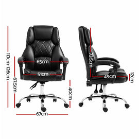 Artiss Executive Office Chair Leather Recliner Black - 0