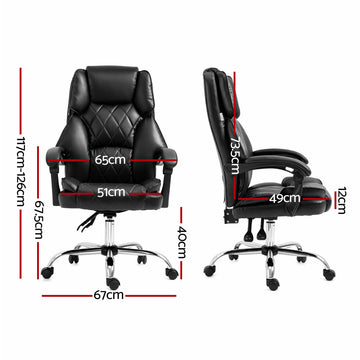 Artiss Executive Office Chair Leather Recliner Black - 0
