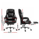 Artiss Executive Office Chair Leather Footrest Black-2