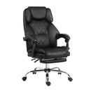 Artiss Executive Office Chair Leather Footrest Black-1