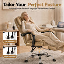 Artiss Executive Office Chair Leather Footrest Espresso-4