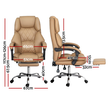 Artiss Executive Office Chair Leather Footrest Espresso - 0