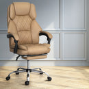 Artiss Executive Office Chair Leather Footrest Espresso-1