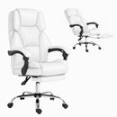 Artiss Executive Office Chair Leather Footrest White-1