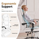 Artiss Executive Office Chair Leather Footrest White-6