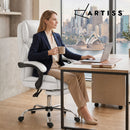 Artiss Executive Office Chair Leather Footrest White-8