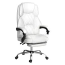 Artiss Executive Office Chair Leather Footrest White-7