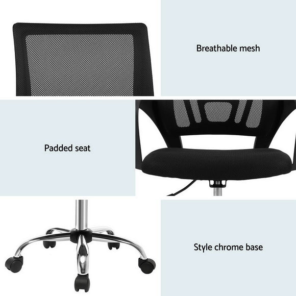 Artiss Mesh Office Chair Mid Back Black