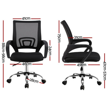 Artiss 2x Mesh Office Chair Mid Back Black - 0