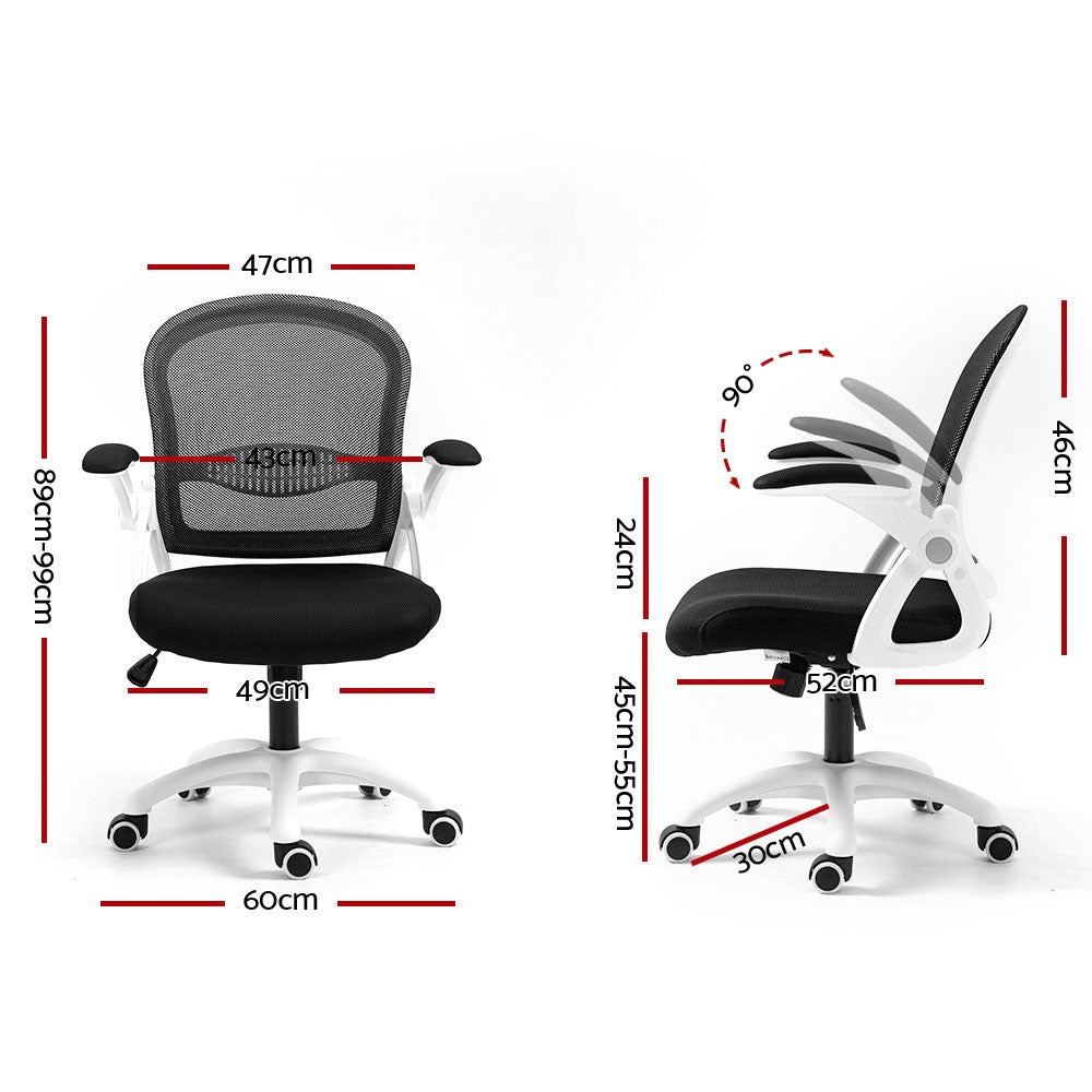 Artiss Mesh Office Chair Mid Back Black - 0