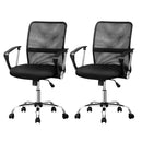 Artiss 2x Mesh Office Chair Mid Back Black-1