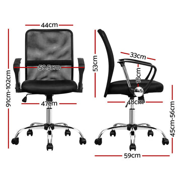Artiss 2x Mesh Office Chair Mid Back Black - 0