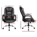 Artiss Executive Office Chair Leather Tilt Black-2