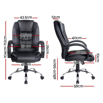 Artiss Executive Office Chair Leather Tilt Black - 0