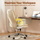 Artiss Executive Office Chair Leather Tilt Beige-7