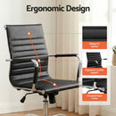 Artiss Office Chair Conference Chairs PU Leather Mid Back Black-5