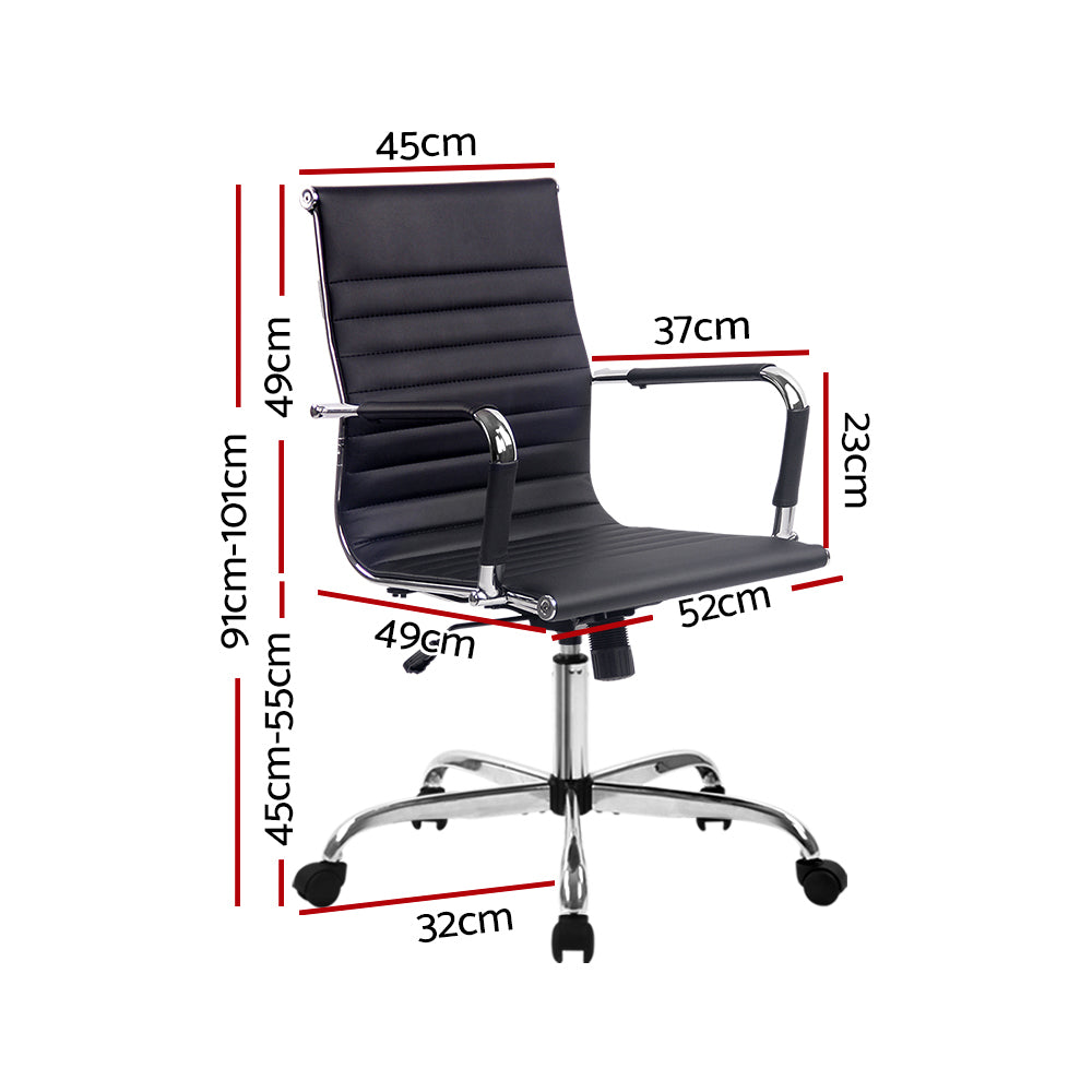 Artiss Office Chair Conference Chairs PU Leather Mid Back Black - 0