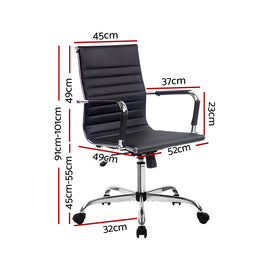 Artiss Office Chair Conference Chairs PU Leather Mid Back Black - 0